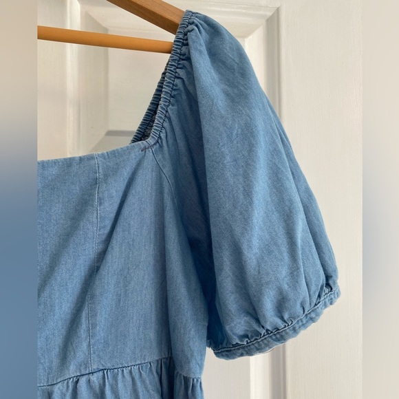 Blue Rain Denim Blue BabyDoll Dress with Bubble Sleeves Size M - Picture 3 of 8
